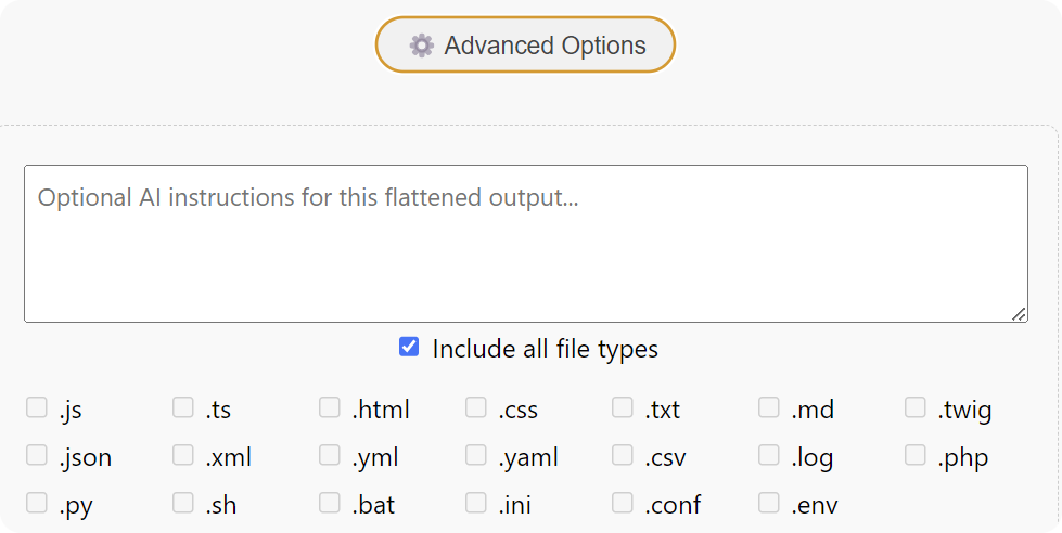 Advanced Options UI